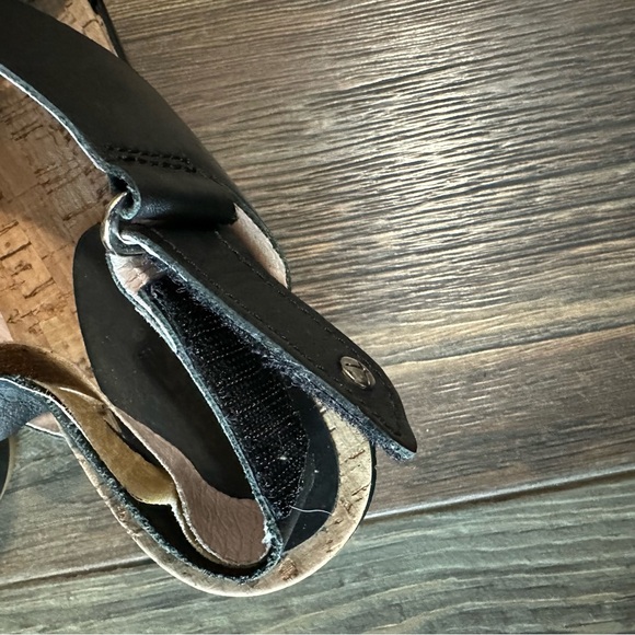 Pikolinos black leather cross over women's sandals 39 cork wedge shoe - Picture 7 of 14